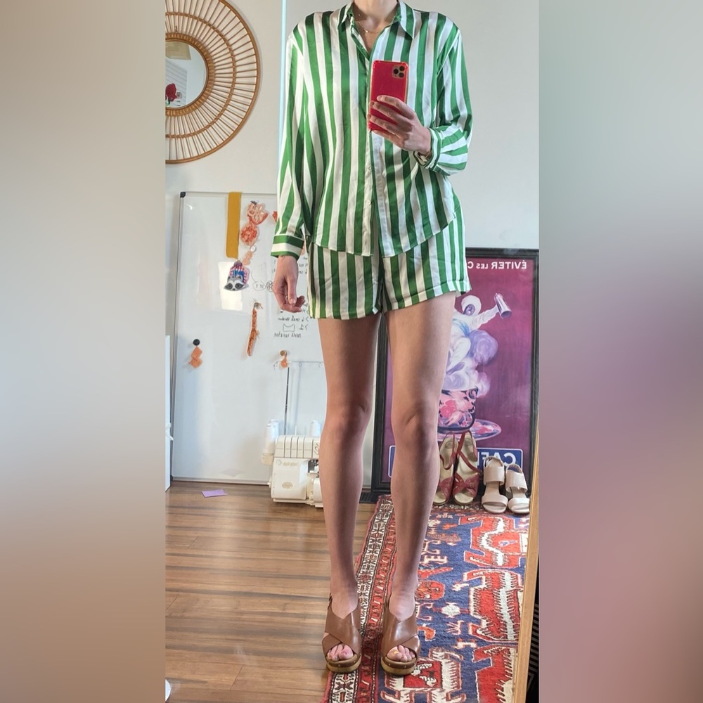 JUICY SIZE 10 SIZE L | twosie set | button up shirt with shorts | garden party